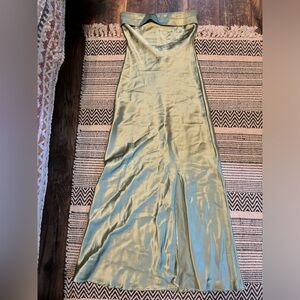 Light Green Cowl Neck strapless Slip Dress